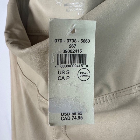 Aerie OFFLINE Real Good Faux Leather Leggings High Rise Small Beige NWT - Picture 4 of 6